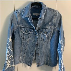 All Saints embroidered jean jacket sz xs